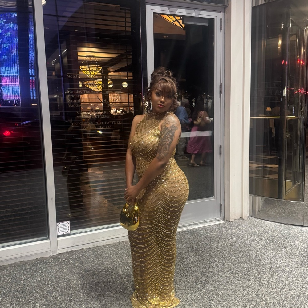 Glamorous Gold One Shoulder Dress